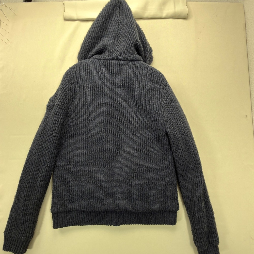 Abercrombie & Fitch Hooded Cardigan Men XL Ribbed Knit Charcoal Gray Regular Y2K - Picture 3 of 7